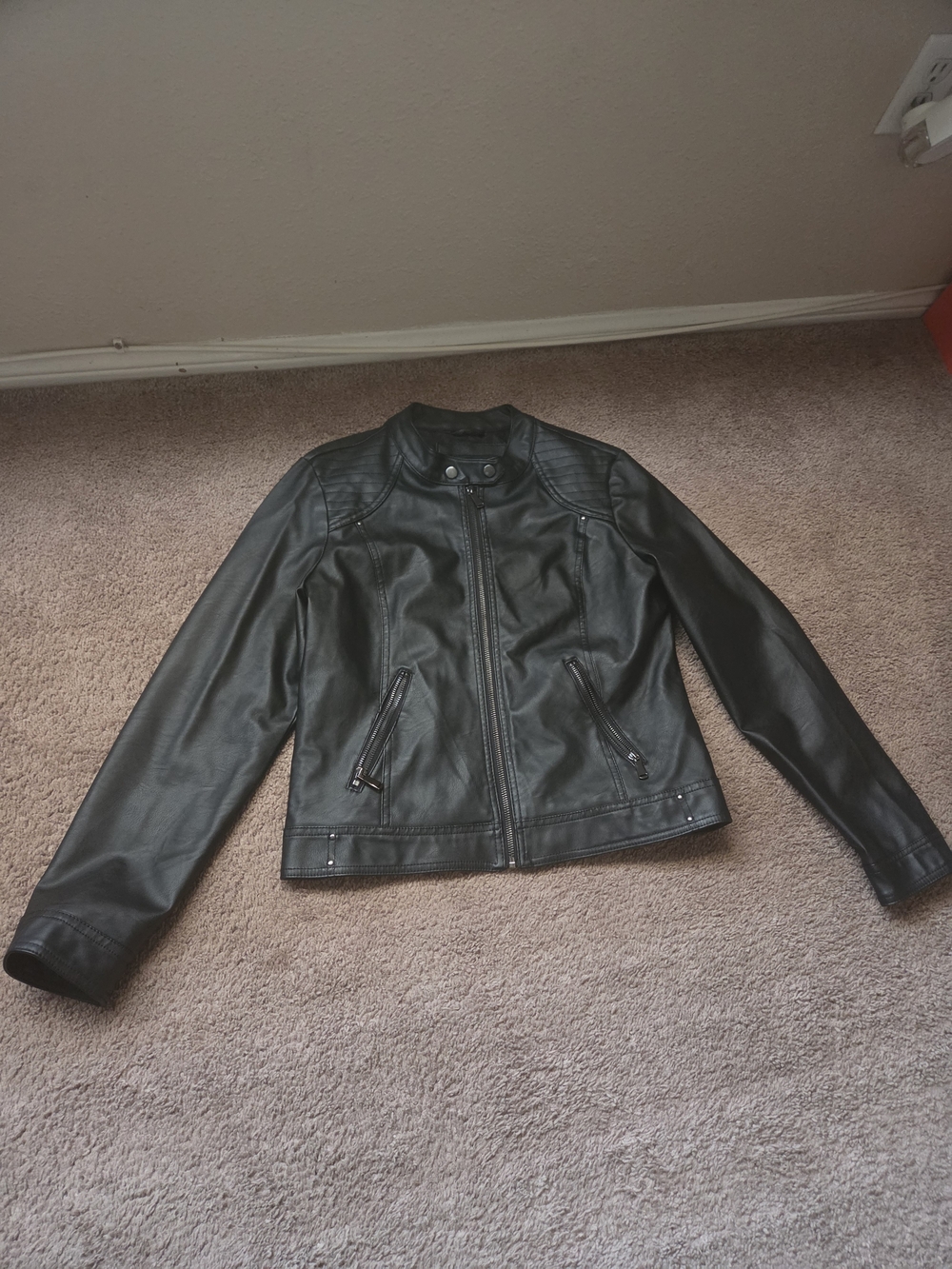 Miss London Black Faux Leather Biker Jacket